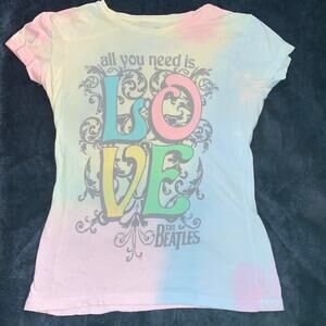 VINTAGE Y2K 2008 BEATLES TIE DYE ALL YOU NEED IS LOVE TEE S